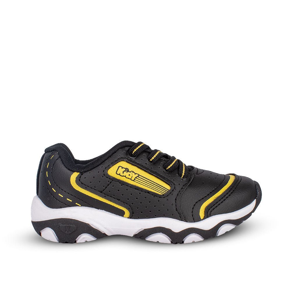 Tênis Infantil Menino Kidy Play Respitec Preto/Amarelo Respirável e Confortável - Kidy Calçados - Tênis