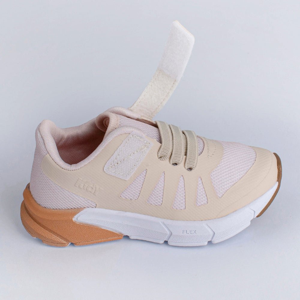 TENIS INFANTIL UNISSEX KIDY ENERGY BABY RESPITEC MARFIM/DOURADO - Kidy Calçados - Tênis