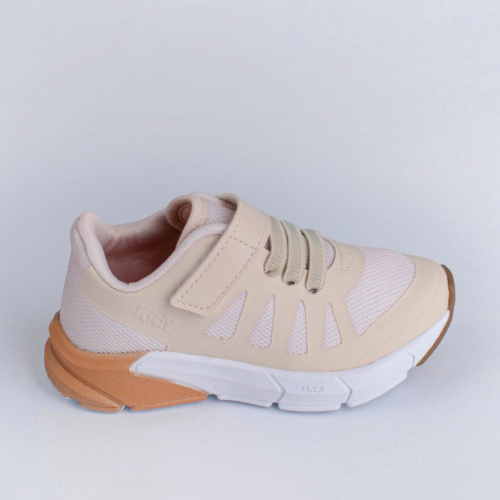 TENIS INFANTIL UNISSEX KIDY ENERGY BABY RESPITEC MARFIM/DOURADO - Kidy Calçados - Tênis