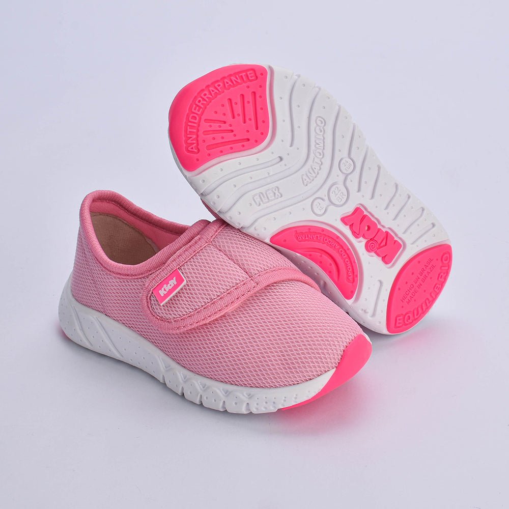 Tênis Kidy Bebê Equilíbrio Rosa com Pink Neon - Confortável, Leve e com Tecnologia Equilíbrio - Kidy Calçados - Tênis