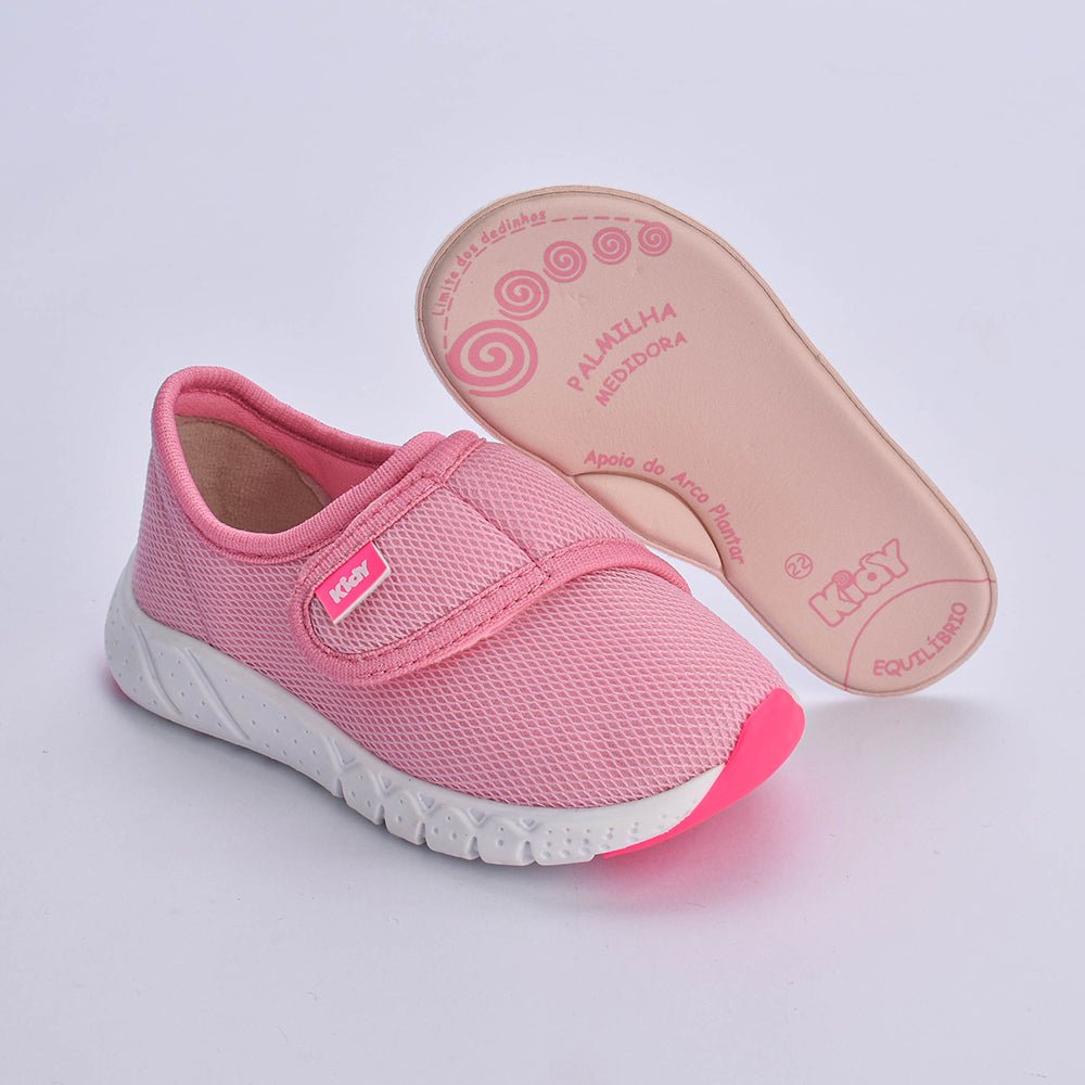 Tênis Kidy Bebê Equilíbrio Rosa com Pink Neon - Confortável, Leve e com Tecnologia Equilíbrio - Kidy Calçados - Tênis