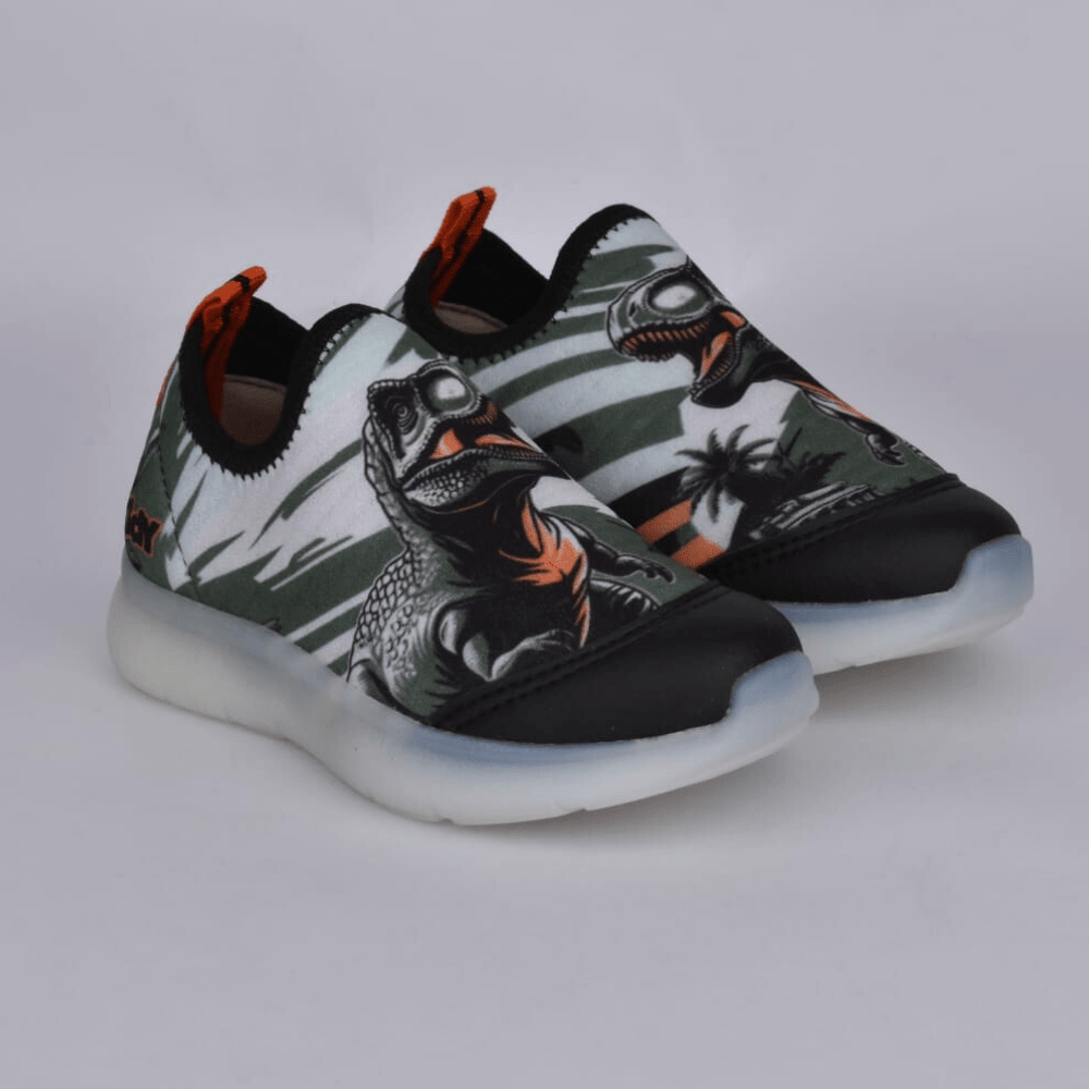 Tênis Kidy Dinossauros Flex Ligth Verde Laranja - Kidy Calçados - Tênis