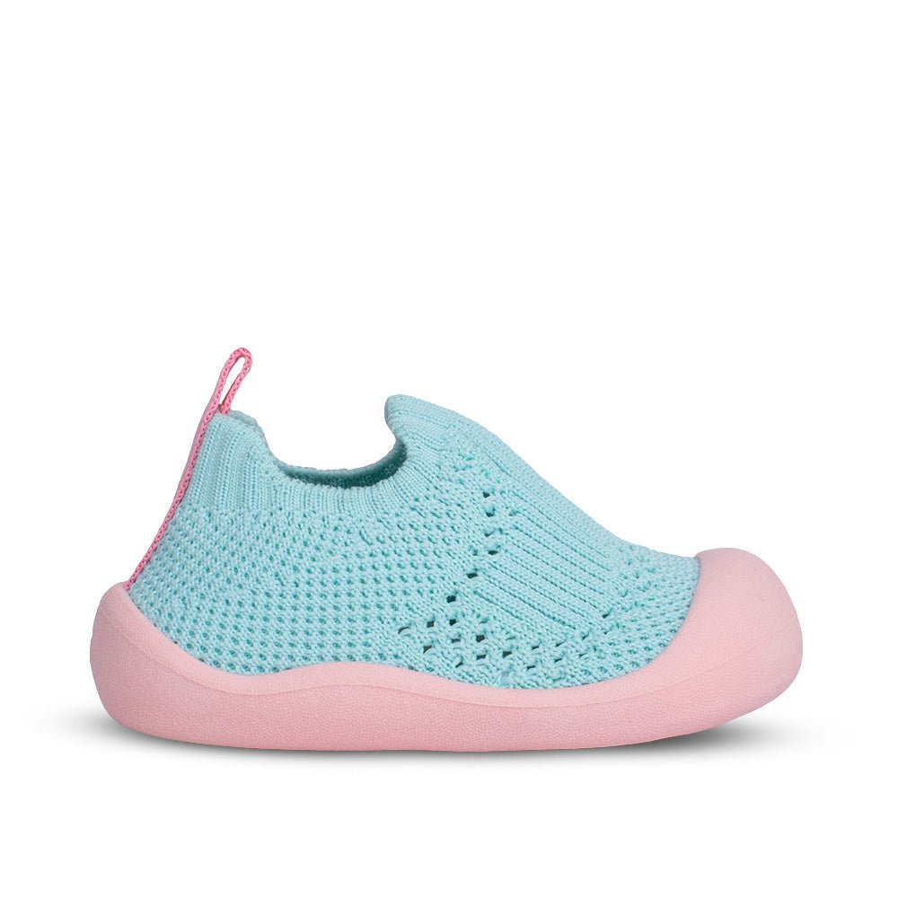 Tenis Meia Sapatilha Infantil Menina Kidy Verde Água/Rosa Calce Fácil - Kidy Calçados - 