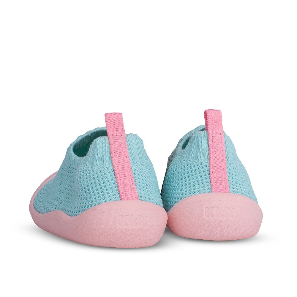 Tenis Meia Sapatilha Infantil Menina Kidy Verde Água/Rosa Calce Fácil - Kidy Calçados - 
