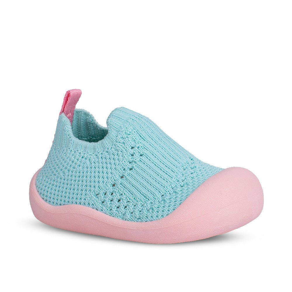 Tenis Meia Sapatilha Infantil Menina Kidy Verde Água/Rosa Calce Fácil - Kidy Calçados - 
