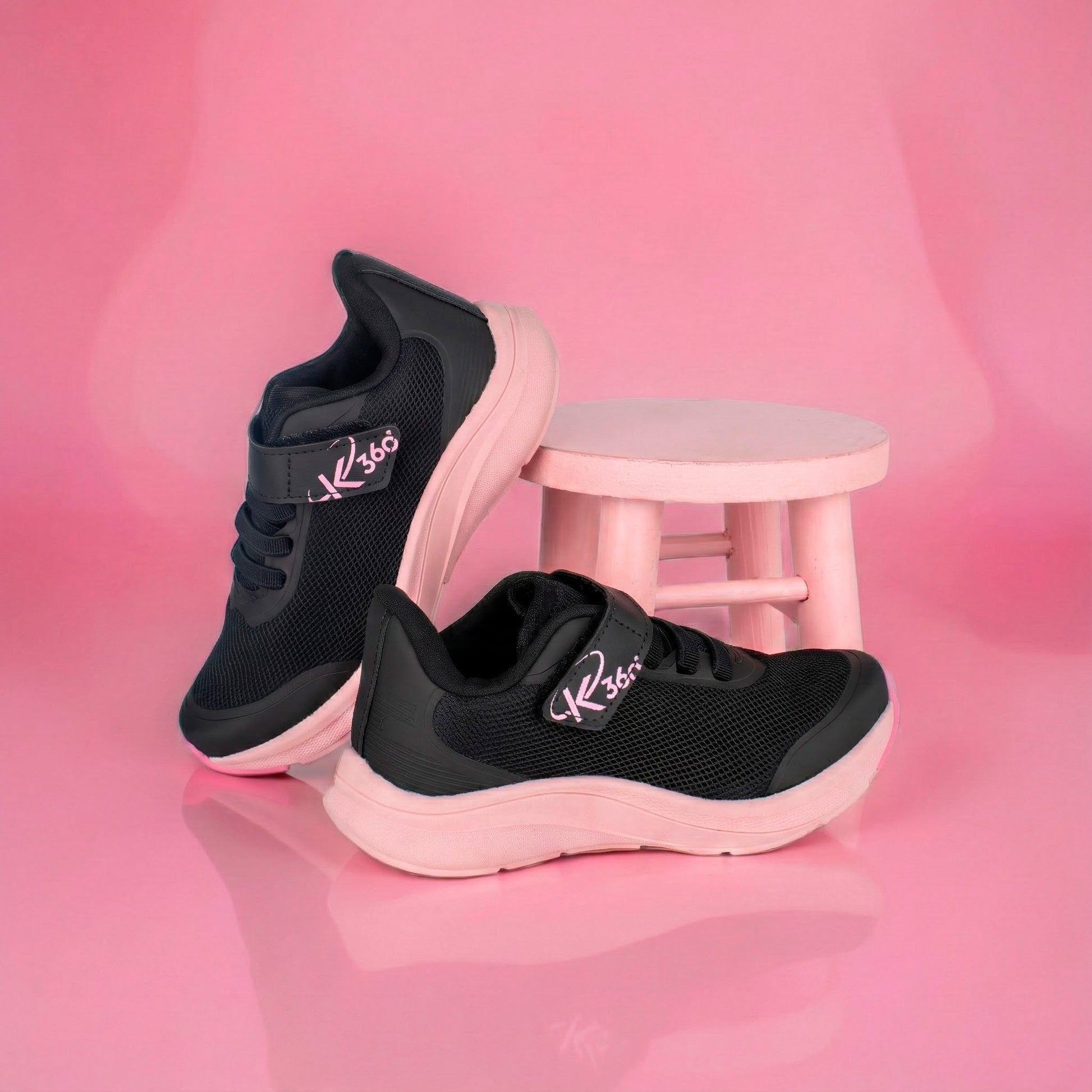Tênis Menina Infantil K360 Energy 2 Preto e Rosa - Kidy Calçados - Tênis