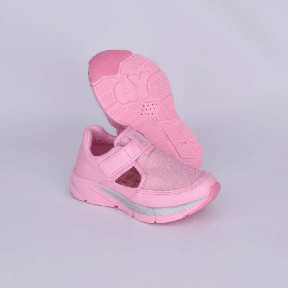 Tênis Menina Infantil Kidy Energy Baby Respitec Rosa e Prata - Kidy Calçados - Tênis