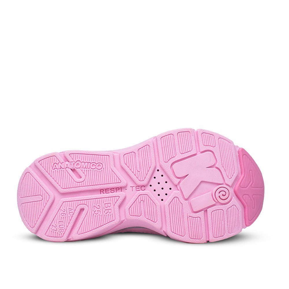 Tênis Menina Infantil Kidy Energy Baby Respitec Rosa e Prata - Kidy Calçados - Tênis