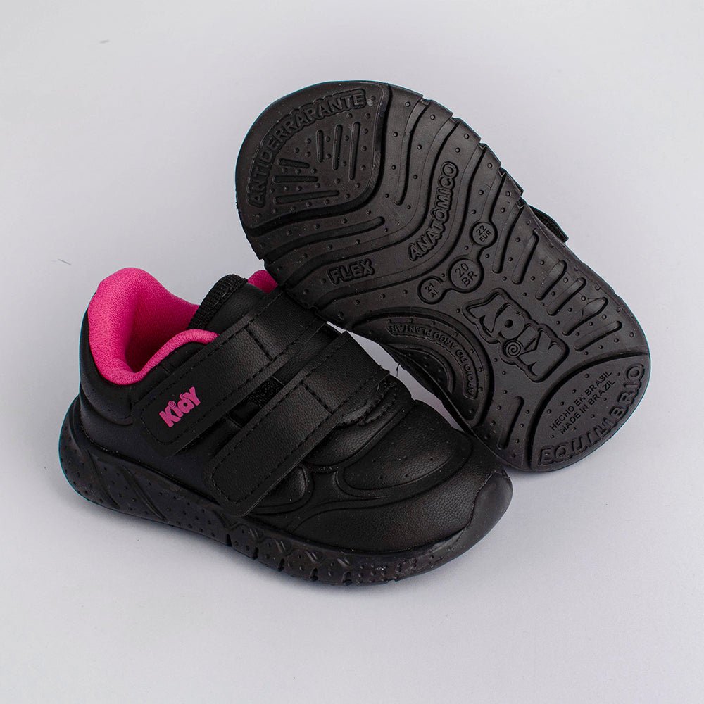 Tênis Menina Infantil Kidy Equilíbrio Preto e Pink - Kidy Calçados - Tênis