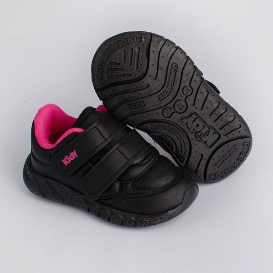Tênis Menina Infantil Kidy Equilíbrio Preto e Pink - Kidy Calçados - Tênis