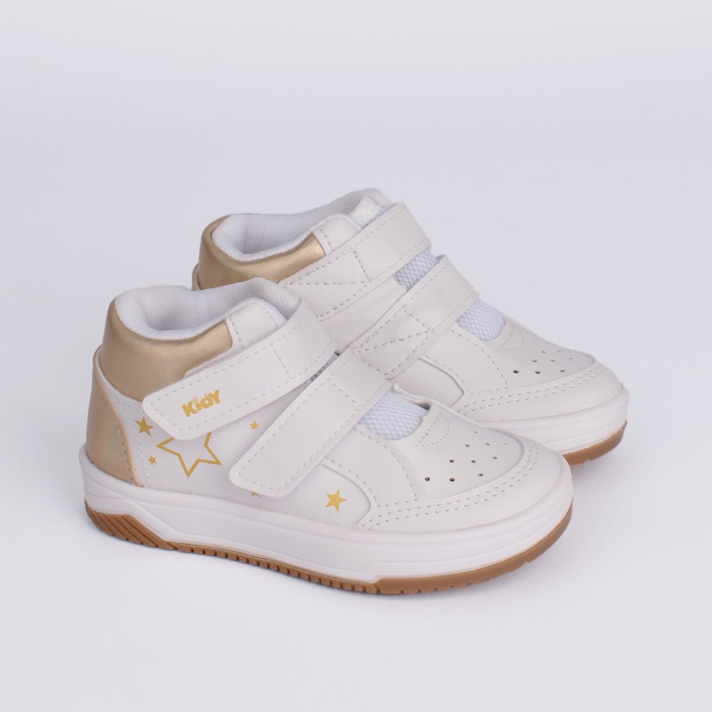 Tênis Menina Infantil Kidy Happy Estrelas Branco Dourado - Kidy Calçados - Tênis