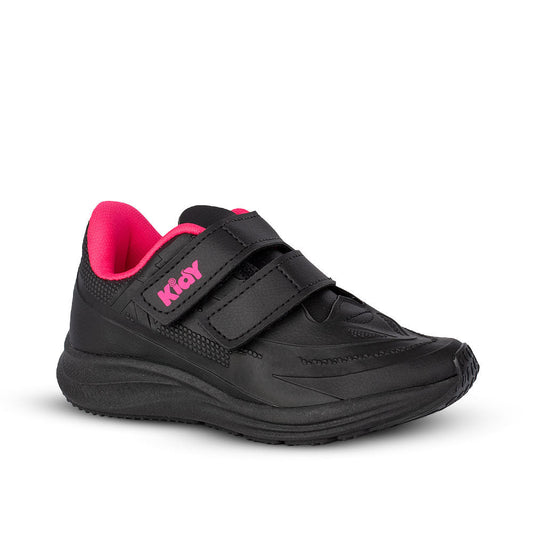Tênis Menina Infantil Kidy Super Conforto Respitec Preto Pink Neon - Kidy Calçados - Tênis