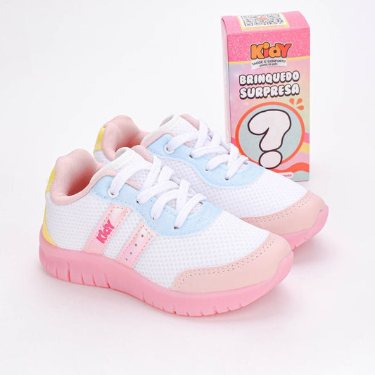 Tênis Menina Infantil Kidy Ultra Flex Branco e Colorido - Kidy Calçados - Tênis