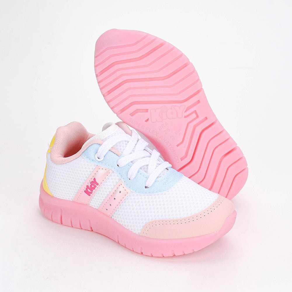 Tênis Menina Infantil Kidy Ultra Flex Branco e Colorido - Kidy Calçados - Tênis