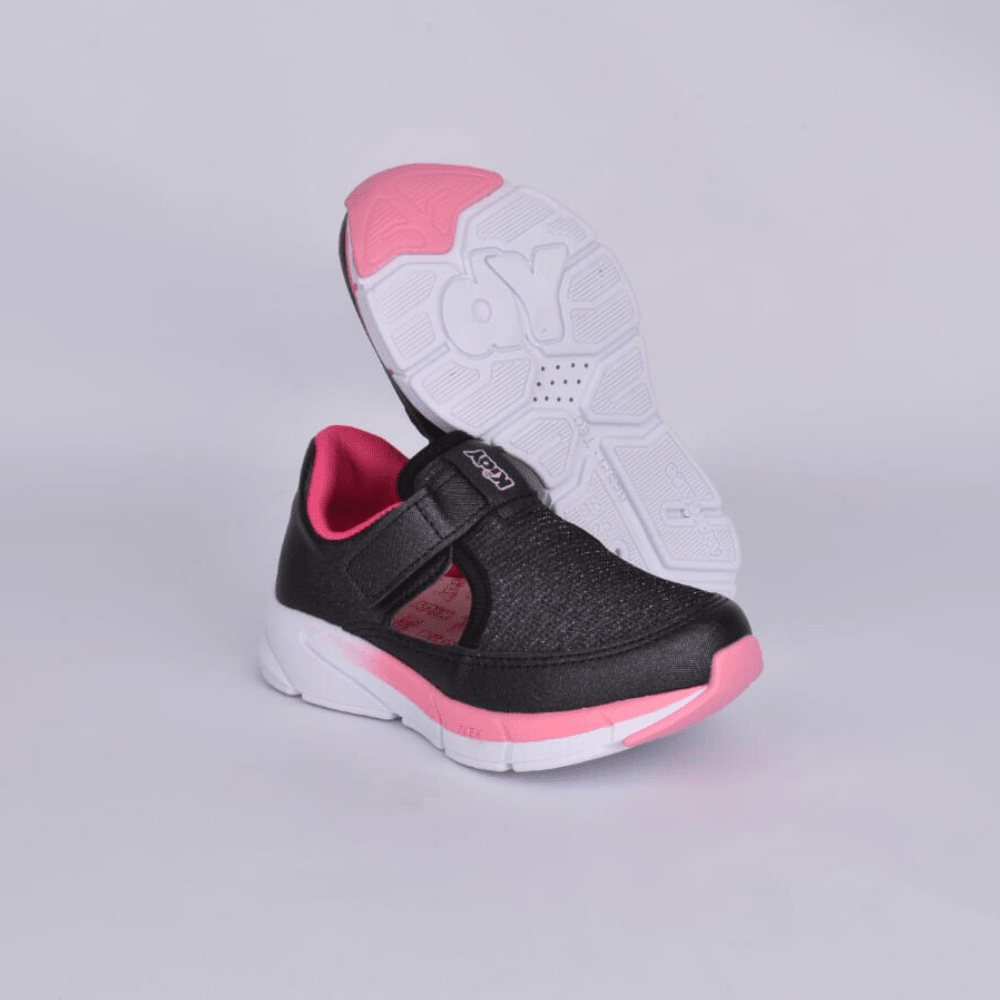 Tênis Menina Kidy Energy Baby Respitec Preto e Rosa - Kidy Calçados - Tênis