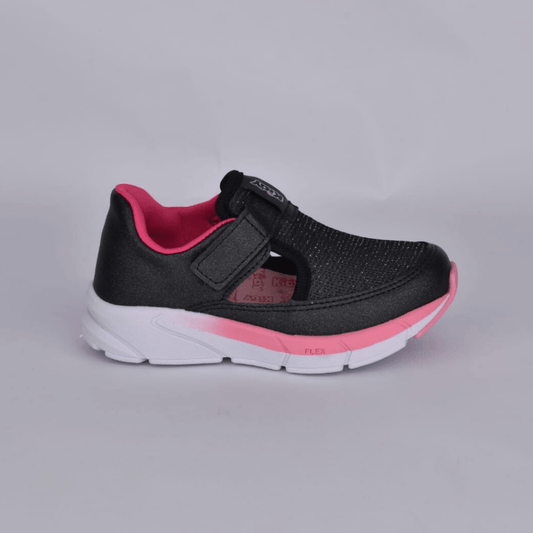 Tênis Menina Kidy Energy Baby Respitec Preto e Rosa - Kidy Calçados - Tênis
