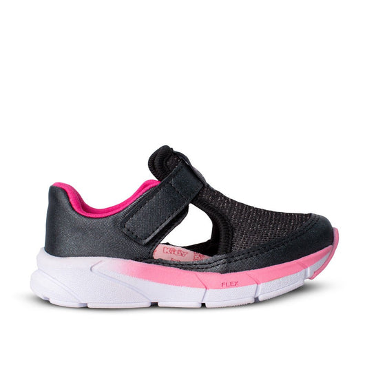 Tênis Menina Kidy Energy Baby Respitec Preto e Rosa - Kidy Calçados - Tênis