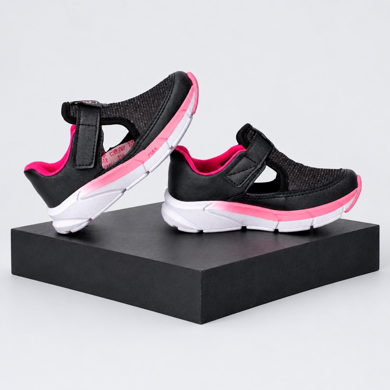 Tênis Menina Kidy Energy Baby Respitec Preto e Rosa - Kidy Calçados - Tênis