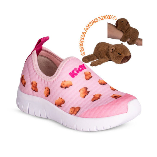 Tênis Menina Kidy Ultra Flex Rosa Capivara Agarradinha - Kidy Calçados - Tênis