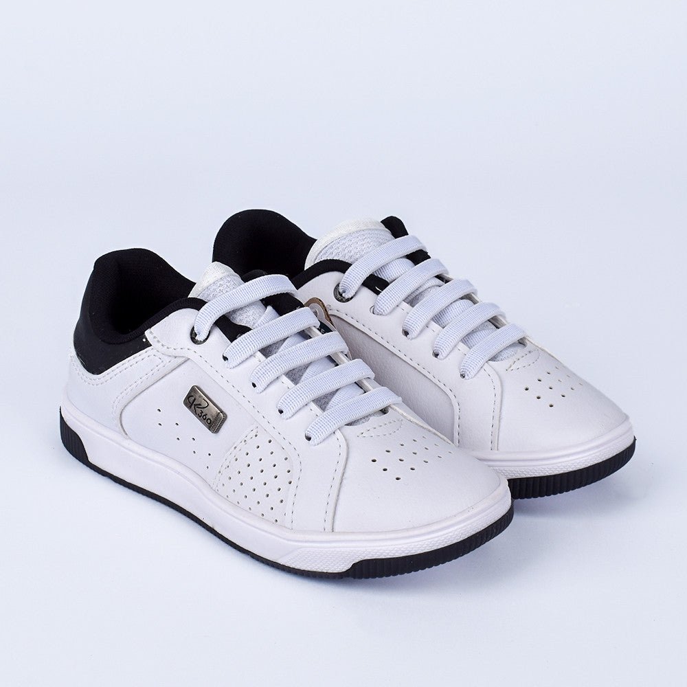 Tênis Menino Infantil K360 Casual Conforto Branco e Preto - Kidy - Kidy Calçados - 