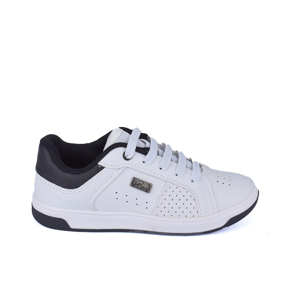 Tênis Menino Infantil K360 Casual Conforto Branco e Preto - Kidy - Kidy Calçados - 