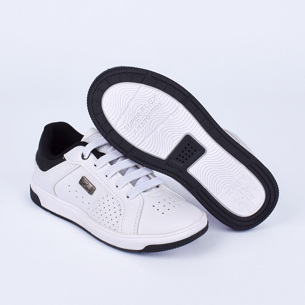 Tênis Menino Infantil K360 Casual Conforto Branco e Preto - Kidy - Kidy Calçados - 