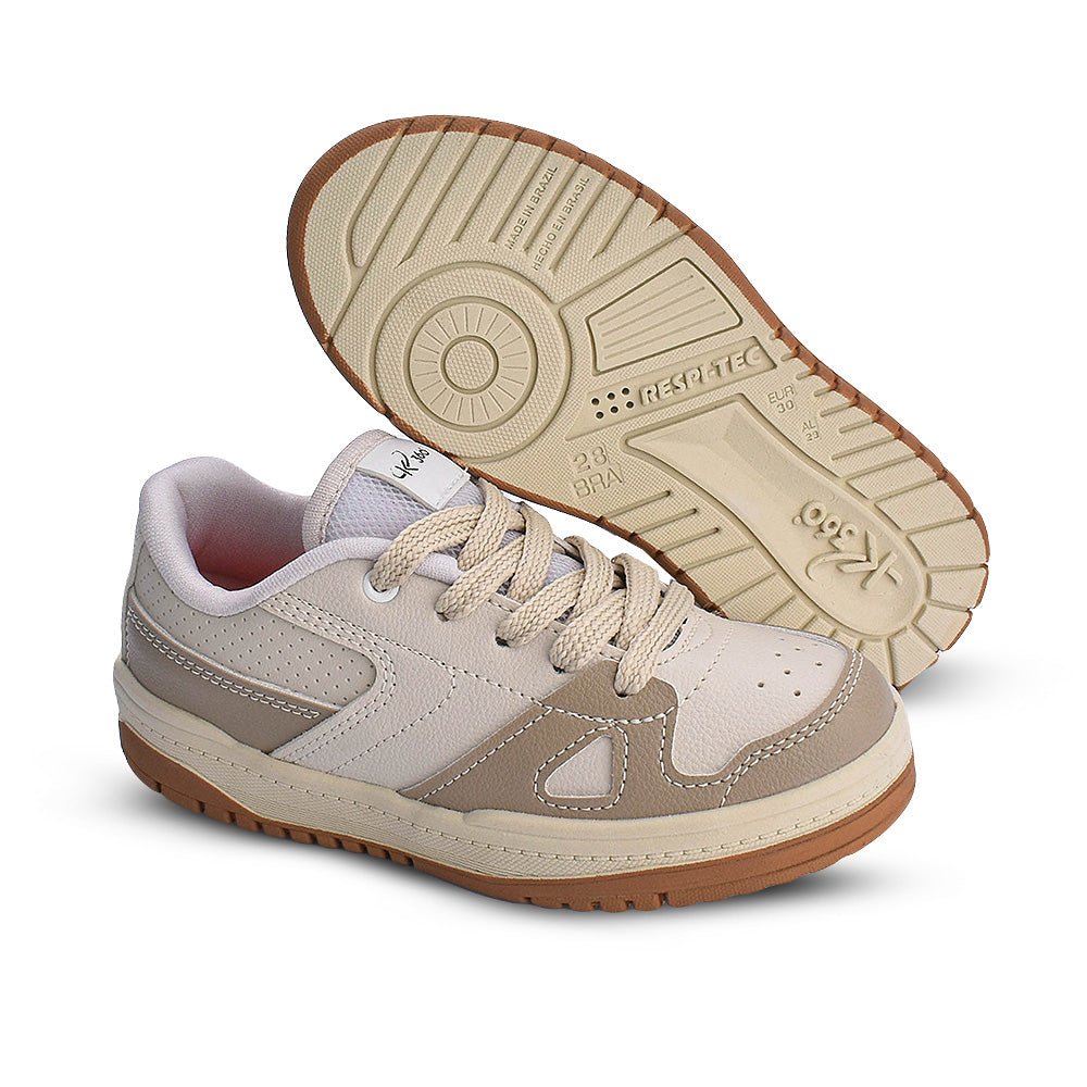 Tênis Menino Infantil K360 Estilo Respitec Natural Taupe - Kidy Calçados - Tênis