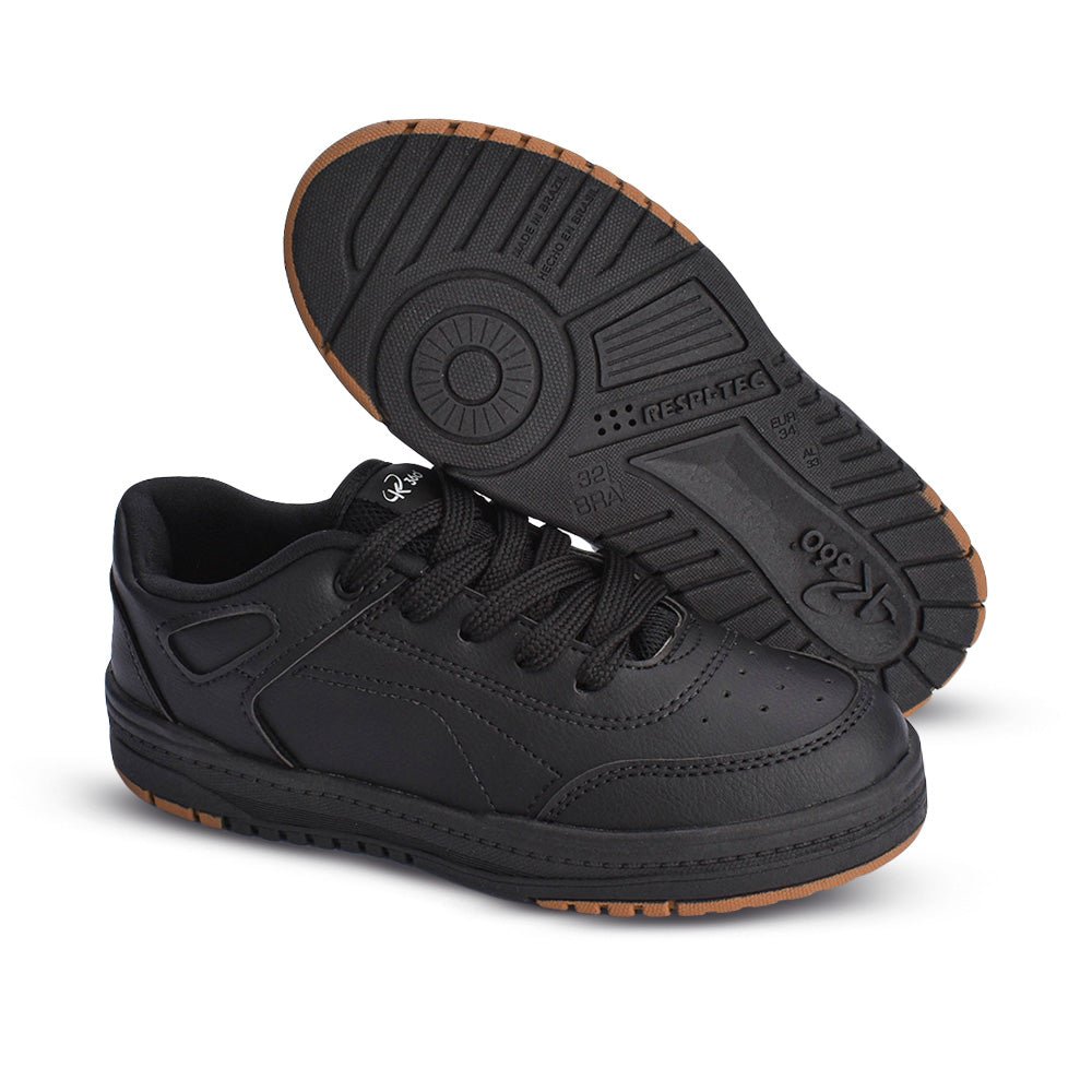 Tênis Menino Infantil K360 Estilo Respitec Preto e Caramelo - Kidy - Kidy Calçados - Tênis