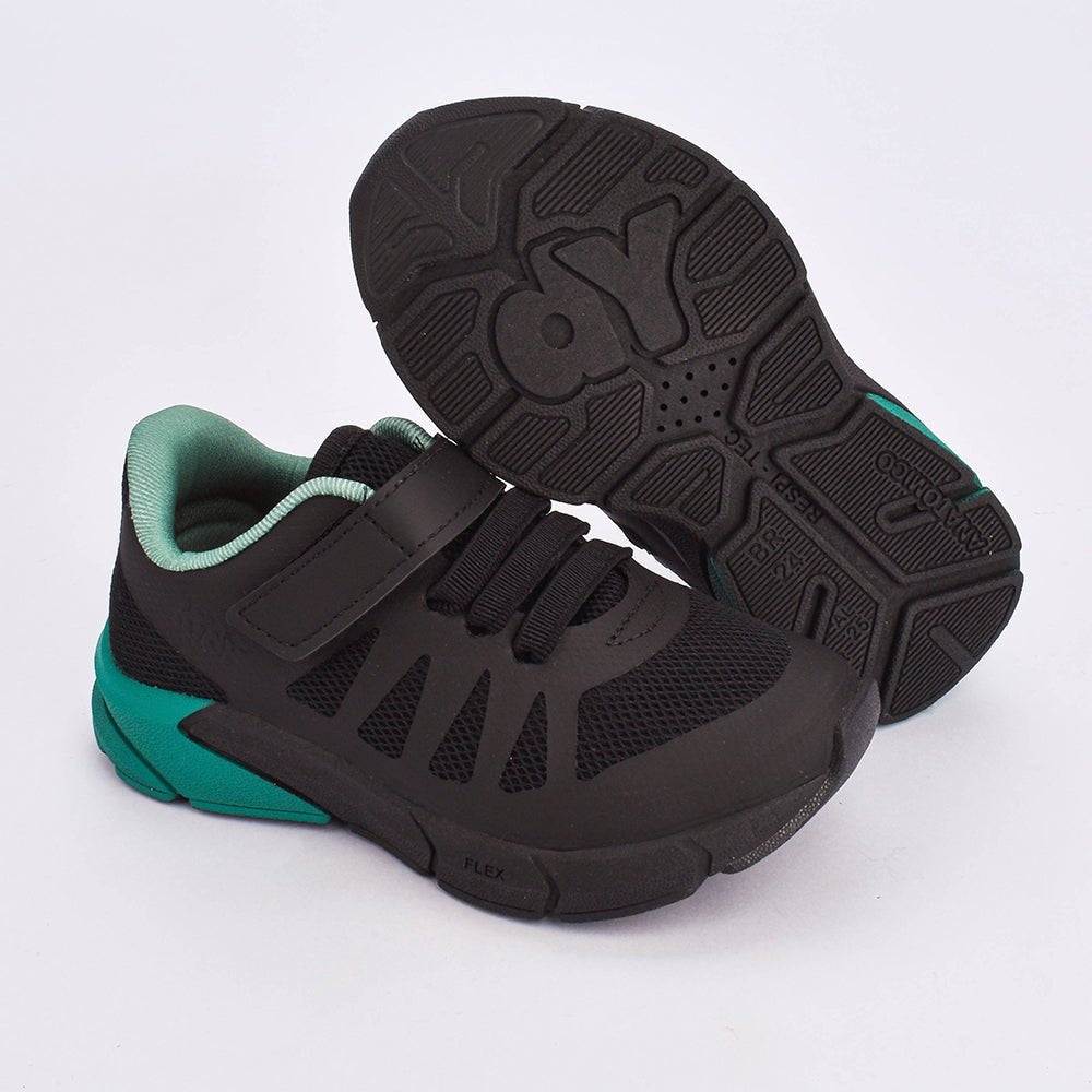 Tênis Menino Infantil Kidy Energy Baby Respitec Preto e Verde - Kidy Calçados - Tênis