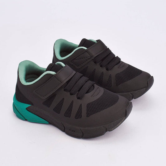 Tênis Menino Infantil Kidy Energy Baby Respitec Preto e Verde - Kidy Calçados - Tênis