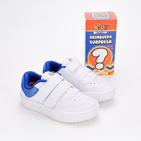 Tênis Menino Infantil Kidy Happy Branco e Royal - Kidy Calçados - Tênis
