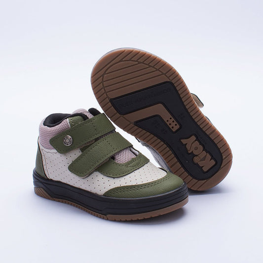 Tênis Menino Infantil Kidy Happy Verde Militar e Bege - Kidy Calçados - Tênis