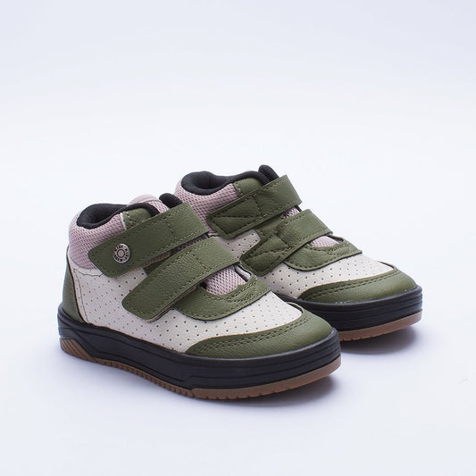 Tênis Menino Infantil Kidy Happy Verde Militar e Bege - Kidy Calçados - Tênis