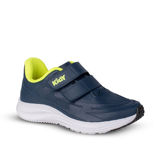 Tênis Menino Infantil Kidy Super Conforto Respitec Marinho e Amarelo Neon - Kidy Calçados - 