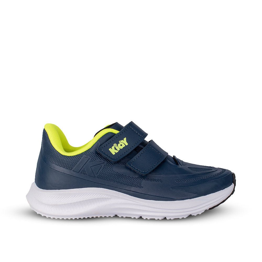 Tênis Menino Infantil Kidy Super Conforto Respitec Marinho e Amarelo Neon - Kidy Calçados - 