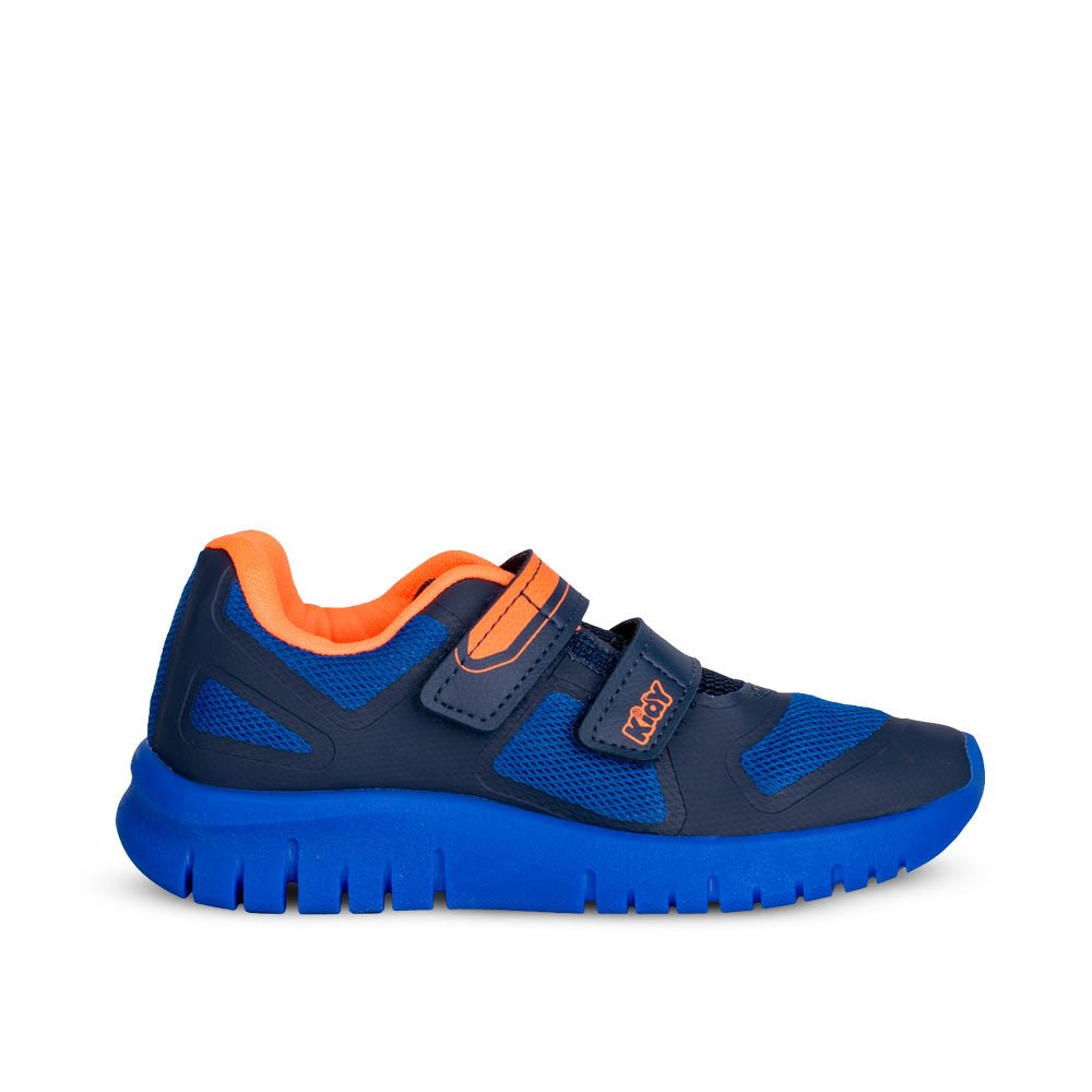 Tênis Menino Infantil Kidy Ultra Flex Azul Marinho e Laranja Neon - Kidy Calçados - Tênis