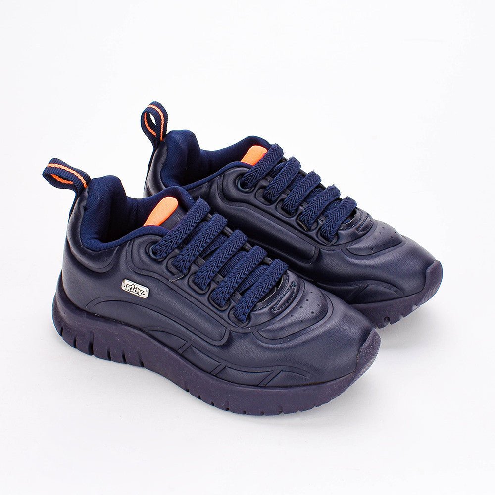 Tênis Menino Infantil Kidy Ultra Flex Marinho e Laranja Neon - Kidy Calçados - Tênis