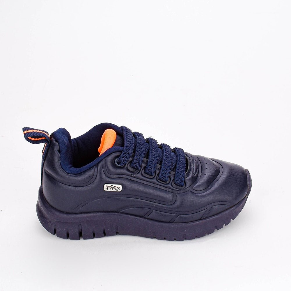 Tênis Menino Infantil Kidy Ultra Flex Marinho e Laranja Neon - Kidy Calçados - Tênis