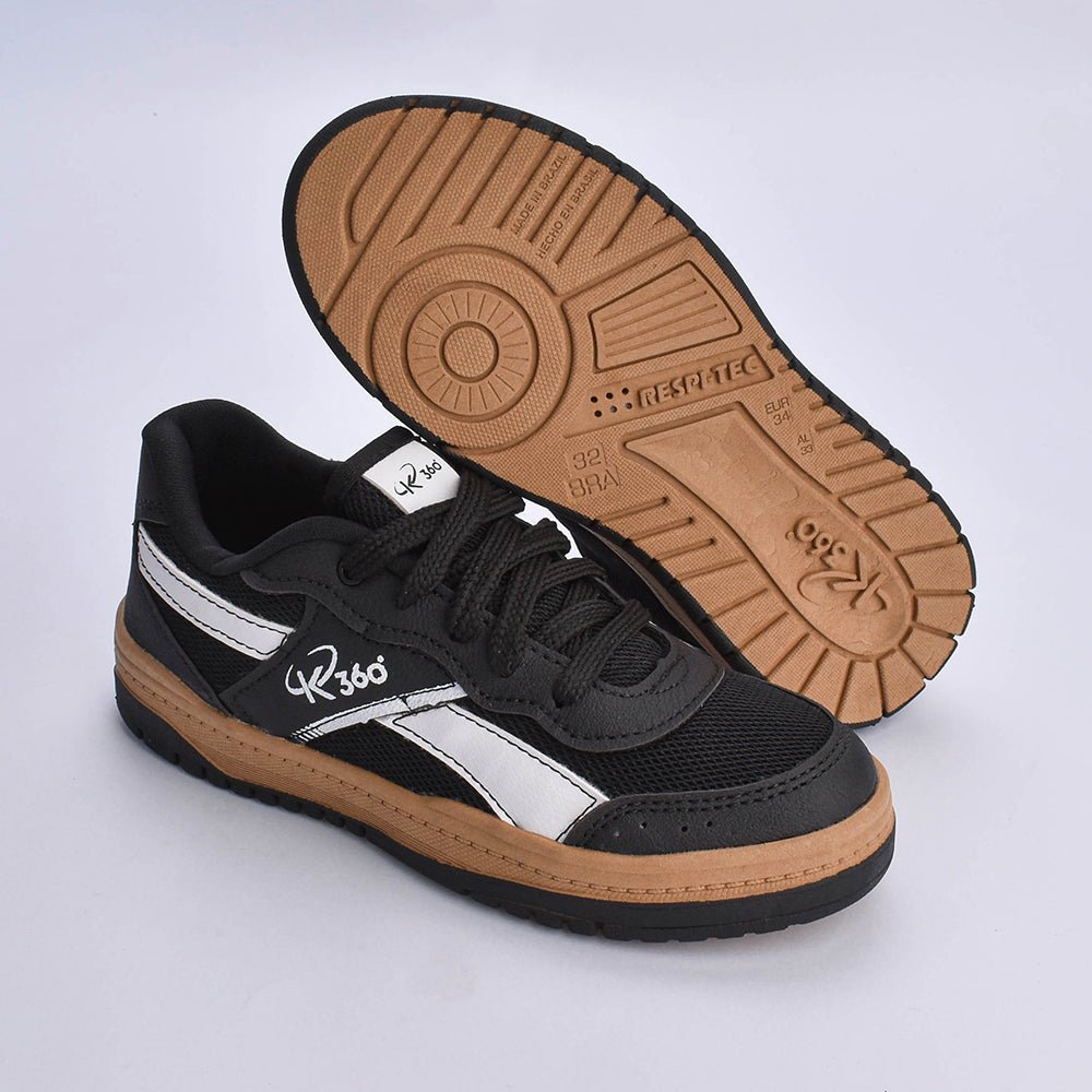 Tênis Menino K360 Estilo Respitec Preto e Branco - Kidy Calçados - Tênis
