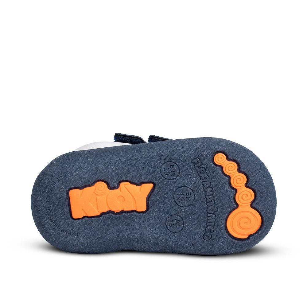 Tênis Sapatilha Infantil Menino Kidy Casual Marinho/Branco Primeiros Passos - Kidy Calçados - 